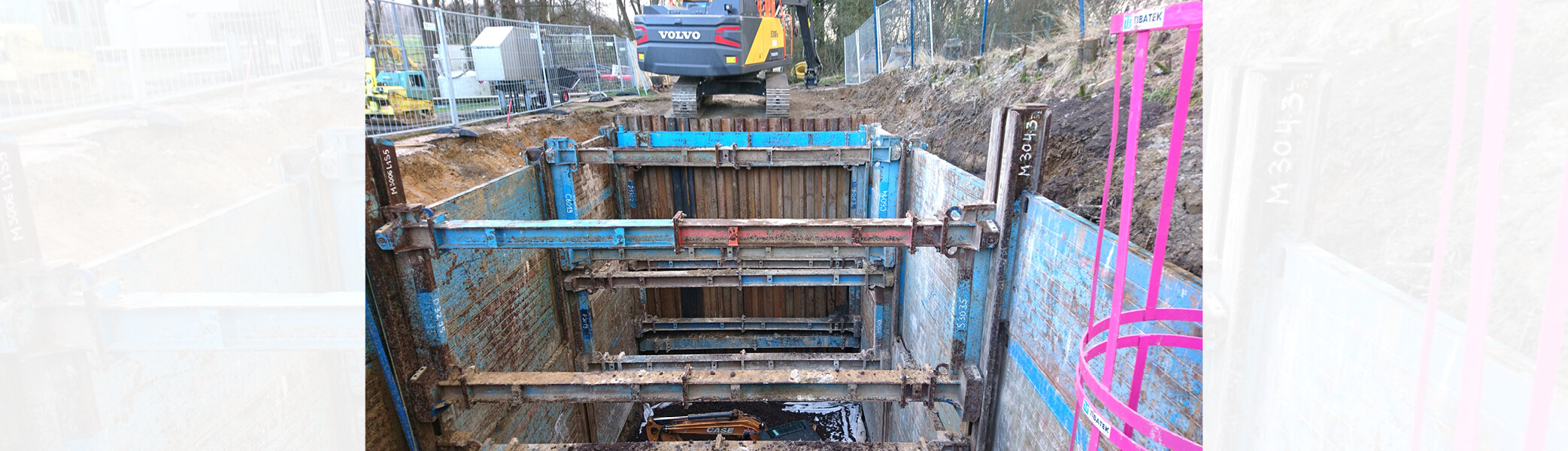 Baugrube HPW mit gestuftem Linearverbau